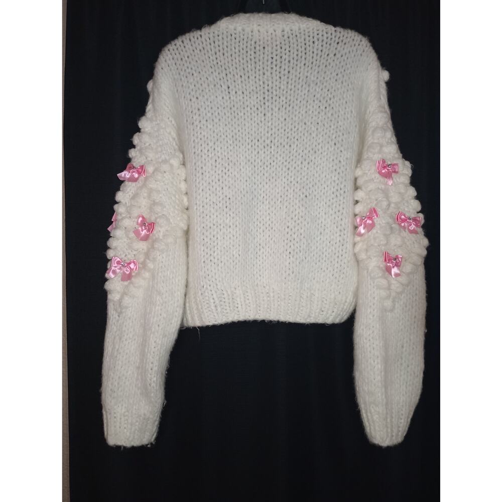Sugar Thrillz Twinkly Aura Chunky Knit Bow Cardigan - Size XL - Coquette - Picture 6 of 7
